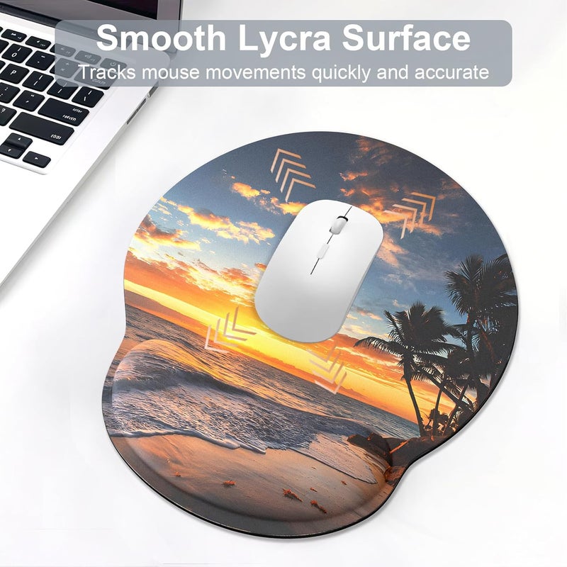JIGOO Ergonomic Mouse Pad with Wrist Rest and Keyboard Wrist Rest, Mousepad and Wrist Rest for Computer Keyboard, Pain Relief, Non-Slip Rubber Base, Mouse Pad with Wrist Support for Gaming, Office, Sunset - Image 3